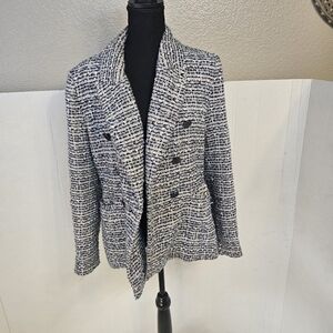 House Of Harlow 1960 Sz Med Chic Tweed Double-Breasted Blazer Old Money Academia